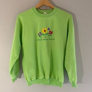VINTAGE CREWNECK SWEATER - lime green - large
